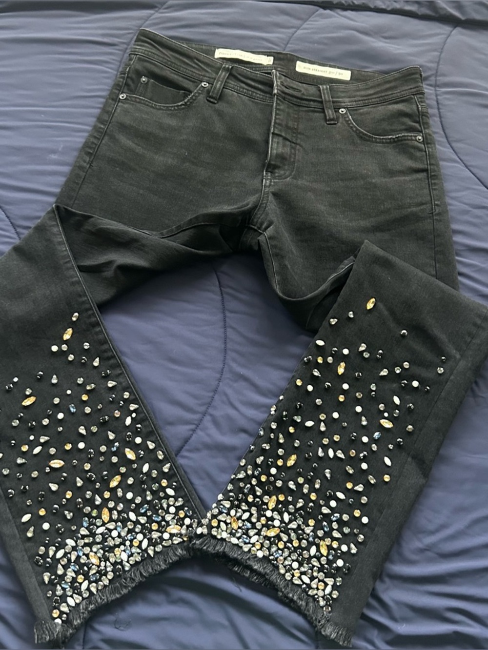 Anthropologie Pilcro Embellished Mid-Rise Slim Straight Jeans in Black - Picture 3 of 12